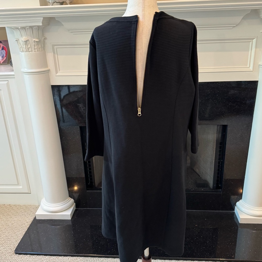Boden Black Textured Shift Dress with Pockets | Size 18R (US 14R) | 100% Cotton - Picture 7 of 10